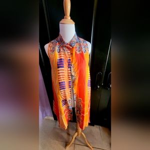 Johnny Was shirt Dress Button down 100% Silk,Pre-owned Never Worn No Tag ,XS